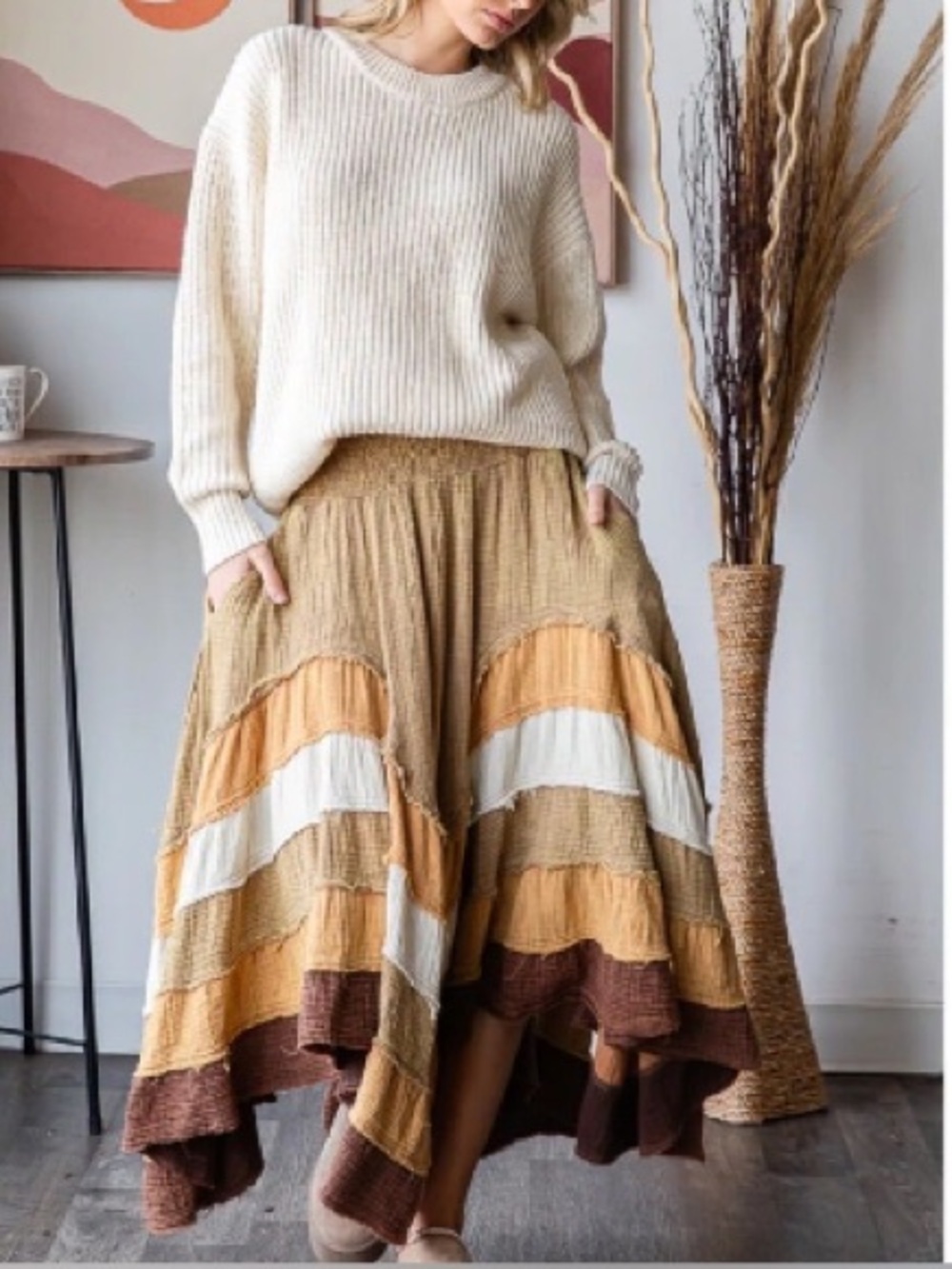 Oli & Hali Smocked Ruffle Tiered Maxi Skirt NWOT - Picture 4 of 11